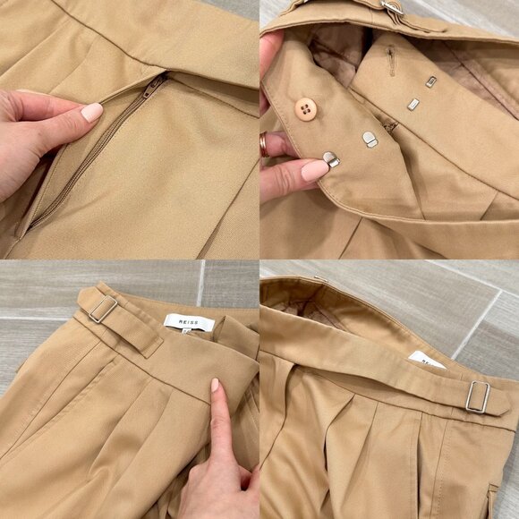 Reiss Camber Pleat Front Tapered Ankle Trousers Pants in Tan Women's Size 6 - Picture 6 of 16